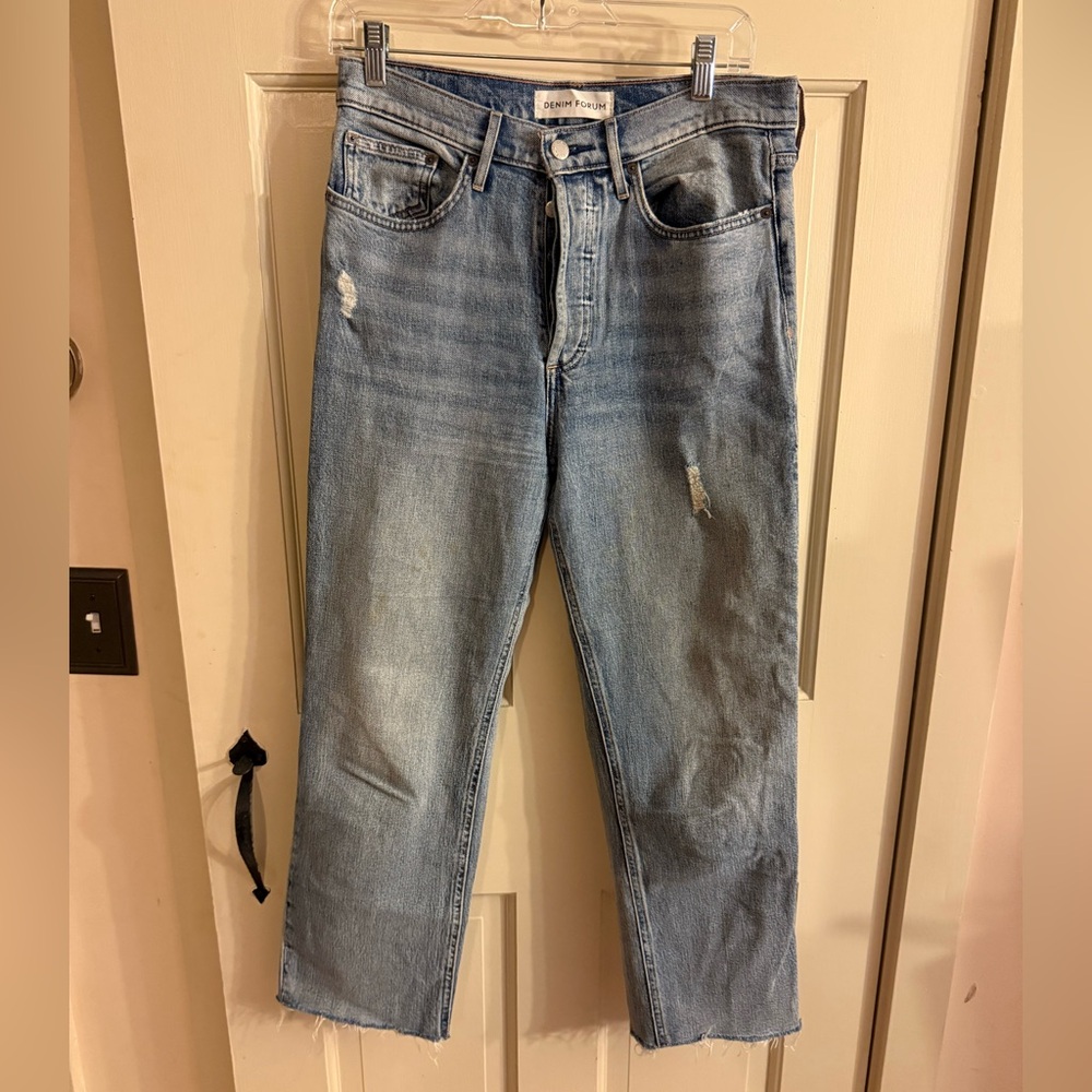 Denim Forum Light Blue Straight Leg Jeans